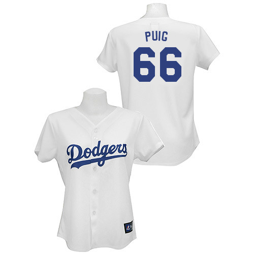 Yasiel Puig #66 mlb Jersey-L A Dodgers Women's Authentic Home White Baseball Jersey